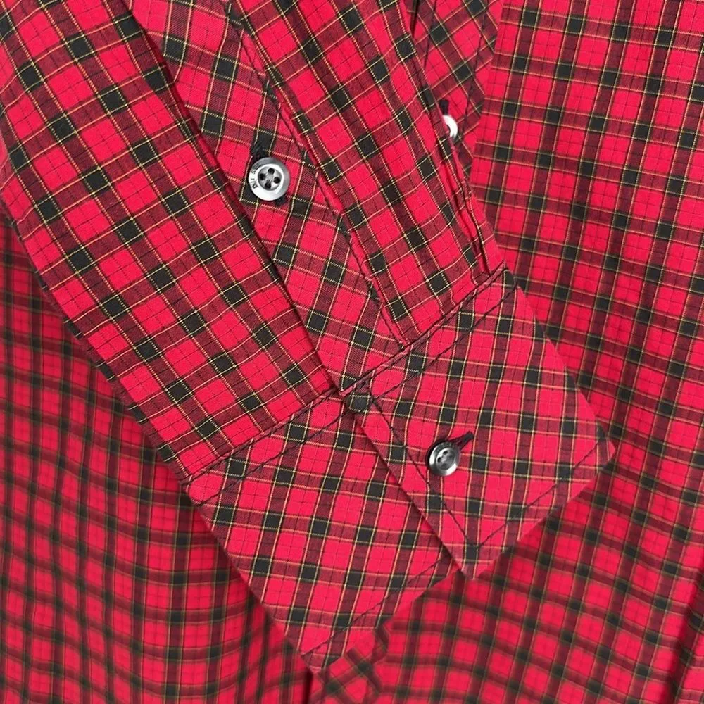NWT Diesel Western Red & Black Plaid Button-Up Shirt – Size 14Y Style Cacey